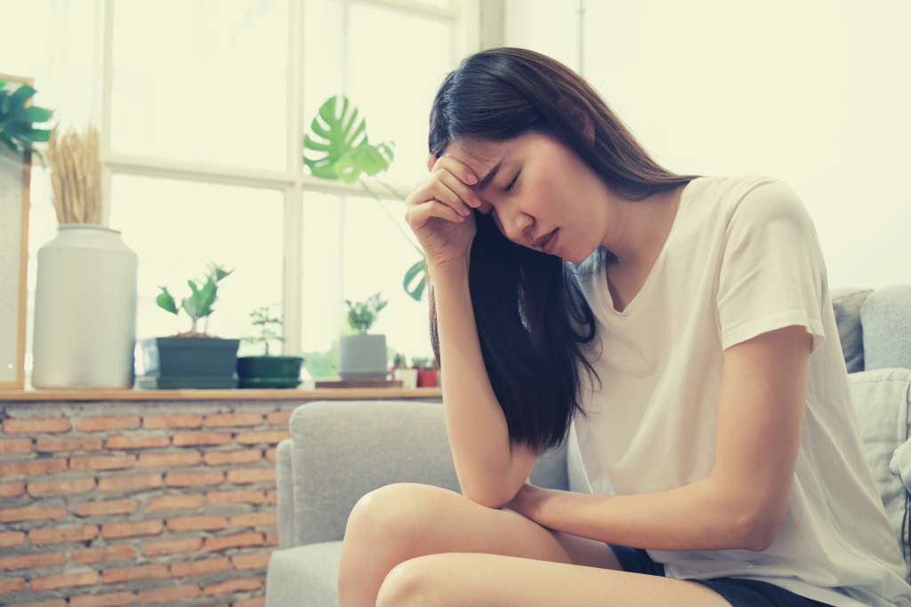 woman looking sad